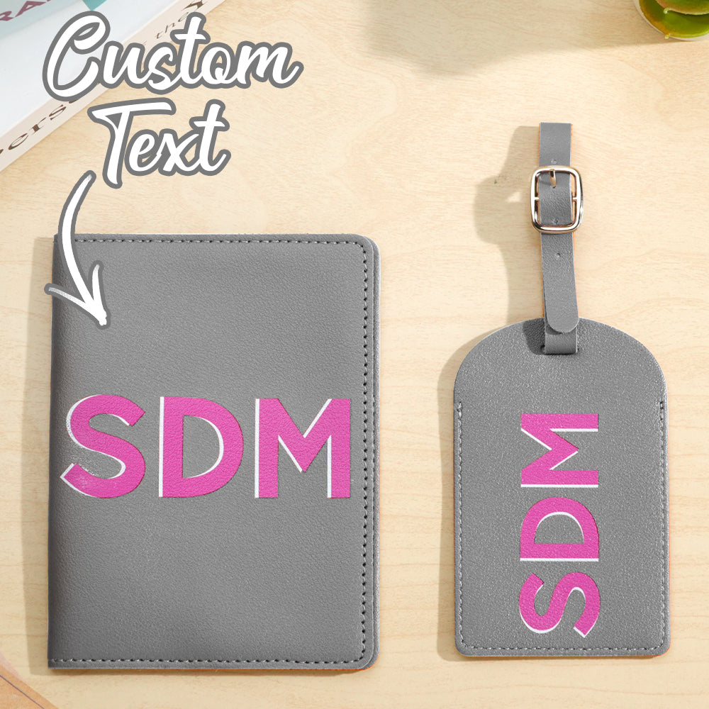 Personalized Shadow Monogram Passport Holder And Luggage Tag Set