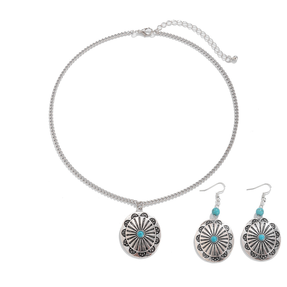 Natural Stone Coconut Tree Necklace and Earing