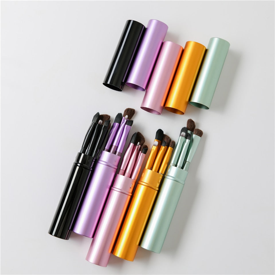5pcs Set Mini Eyeshadow and Lip Make-up Brushes On-the-Go Make up Accessories