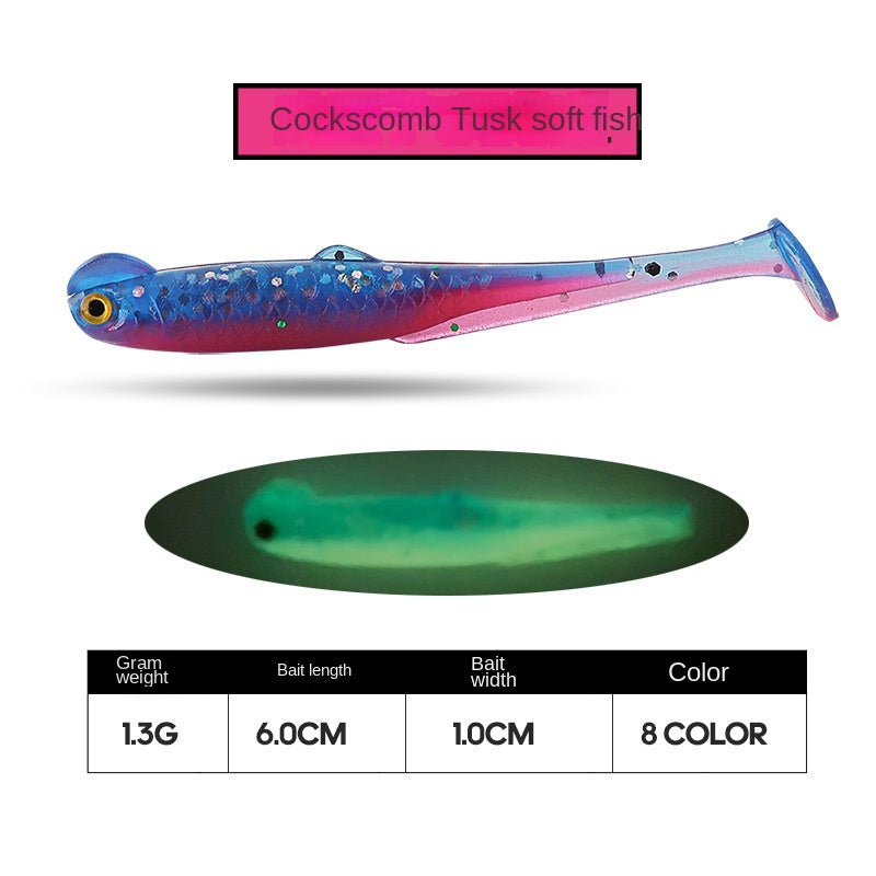 Artificial Bait Rooster Tail Soft Bait 6cm 1.3g Dual-Color Soft Fish