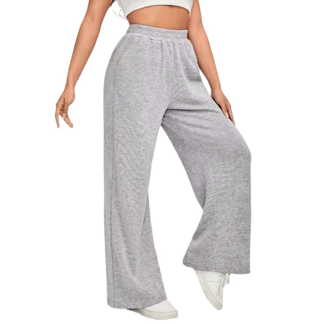 Solid Color High Waisted Wide Leg Pants