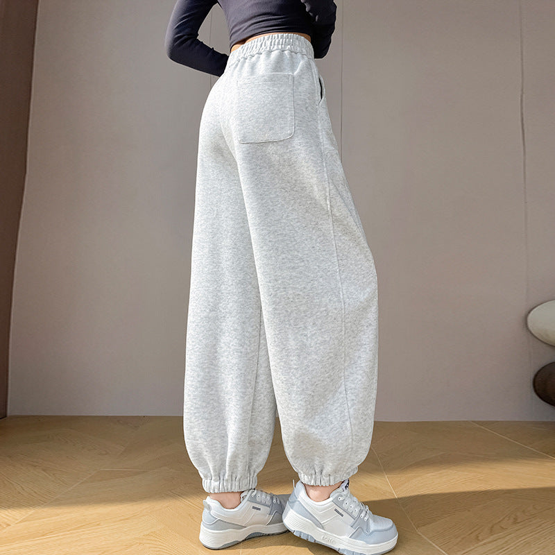 Sports Sweatpants High Waist Slimming Cuffed