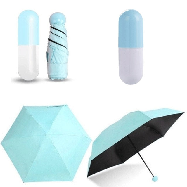 Mini Folding Capsule Small Umbrella With Pill Package Box Pocket Umbrella