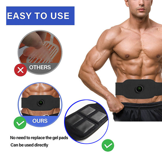 EMS Abdominal Belt Abdominal Trainer Fitness Massage Waistband, No Gel Required