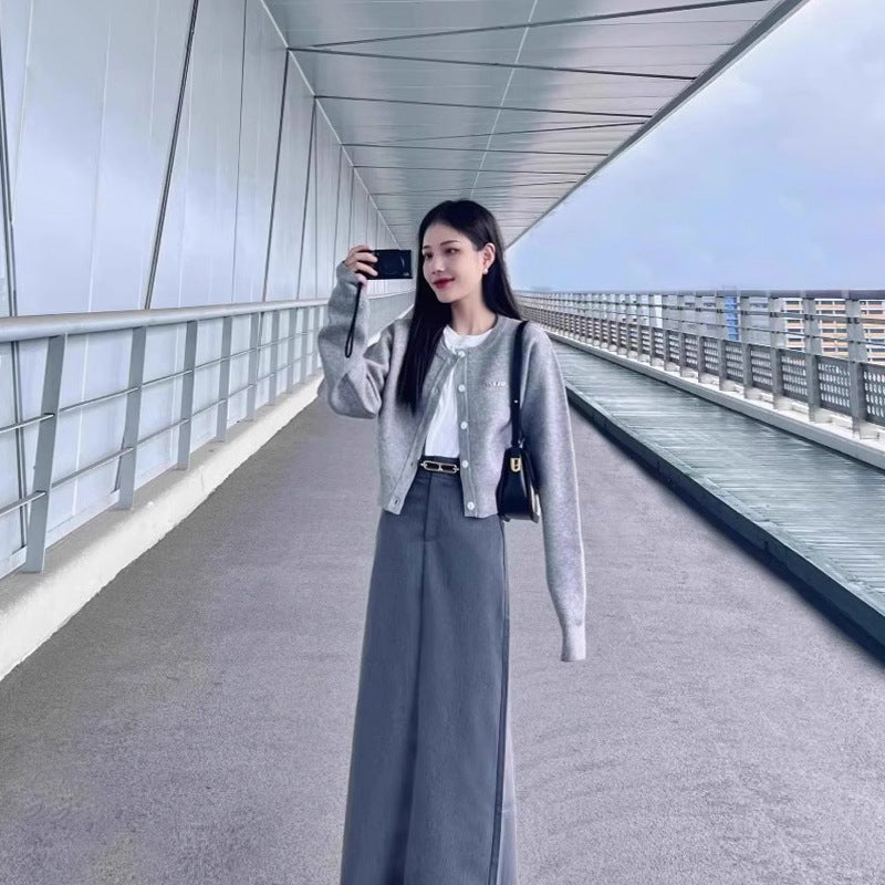 Knitted Sweater Long Sleeve Top Short Cardigan
