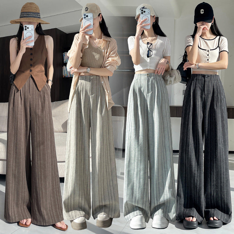Striped Wide-Leg Casual Pants