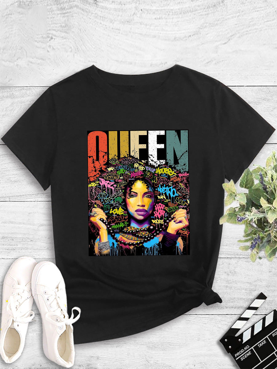 Casual Printed Short Sleeve Round Neck Tee