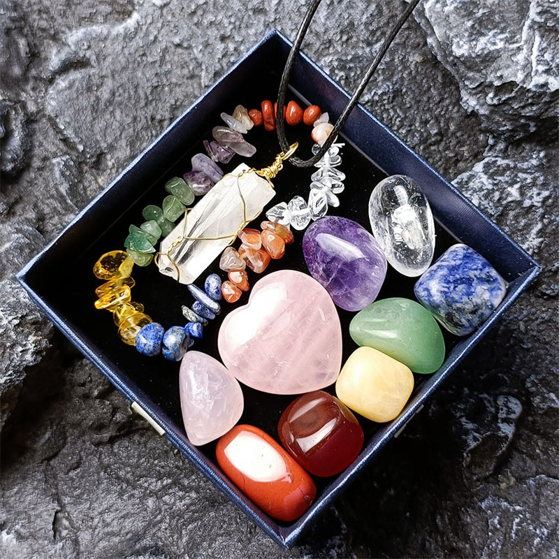 11Pcs Set Natural Healing Crystal Stone Chakras Bracelet