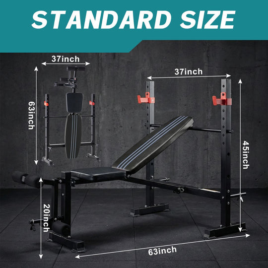 Foldable Adjustable Weight Bench with Rack