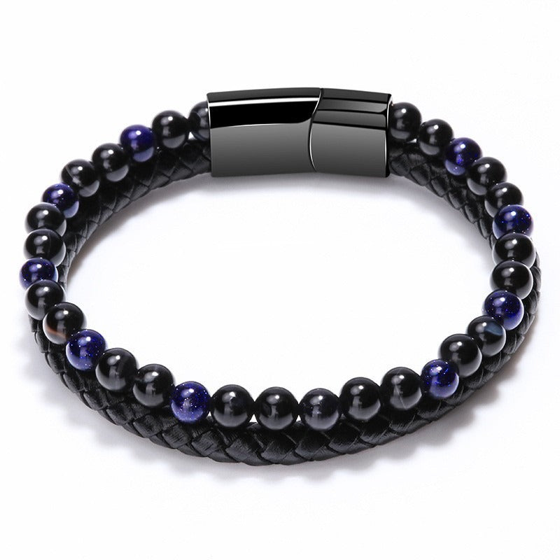 Natural Stone Tiger Eye Beaded Bracelet for Men