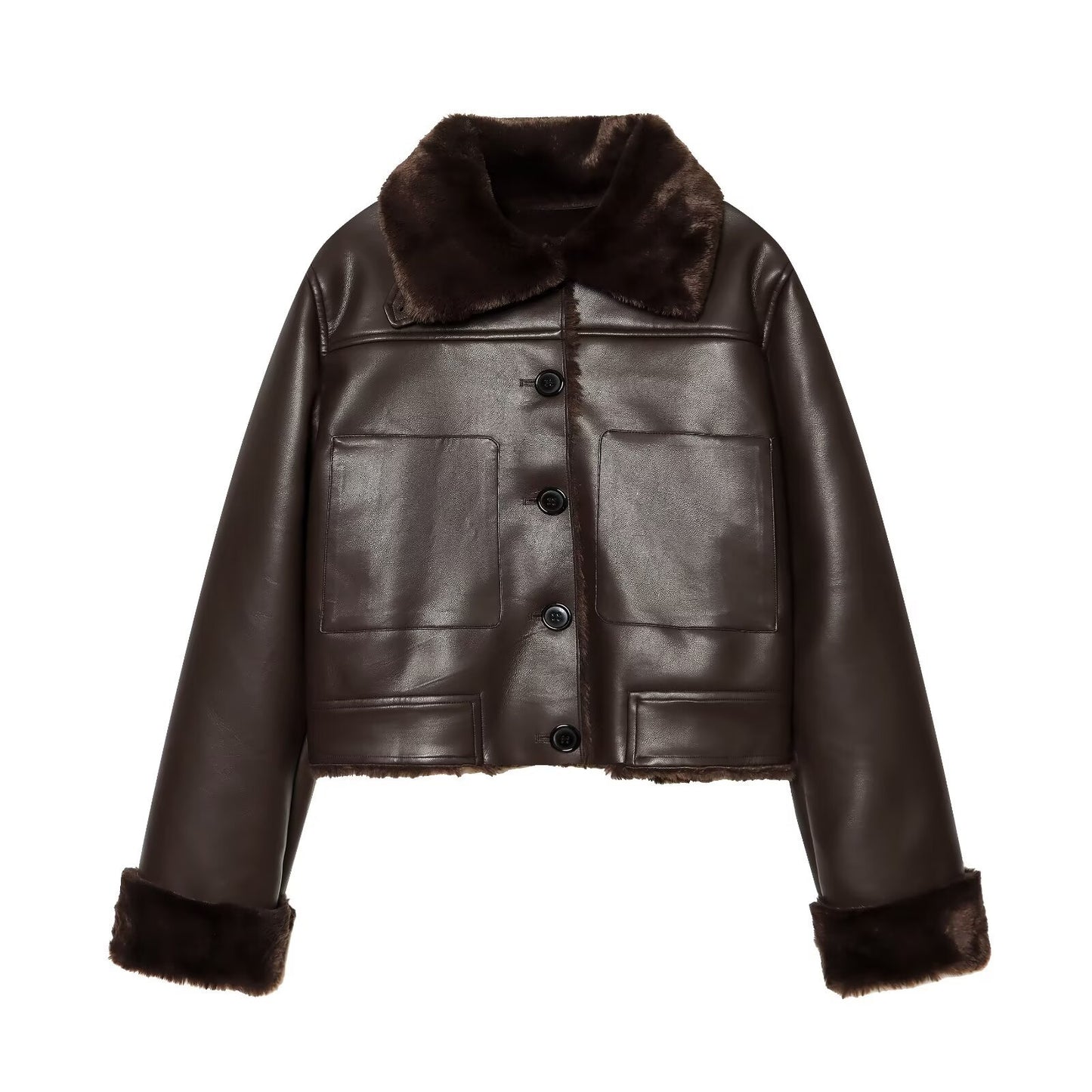 Casual Fur Collar Faux Winter Jacket