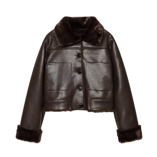 Casual Fur Collar Faux Winter Jacket