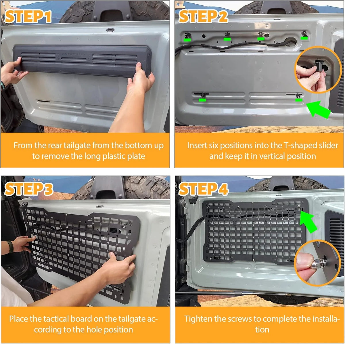 OFF ROAD Tailgate Storage Panel Tailgate Molle Panel Steel Cargo Shelf Storage Luggage Holder Carrier for Ford Bronco Accessorie