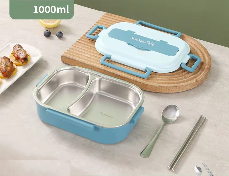Microwaveable Stainless Steel Compartment Insulation Lunch Box with Cutlery