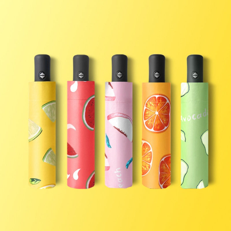 Fruit Umbrella with UV Protection - Sunscreen Automatic Triple Fold