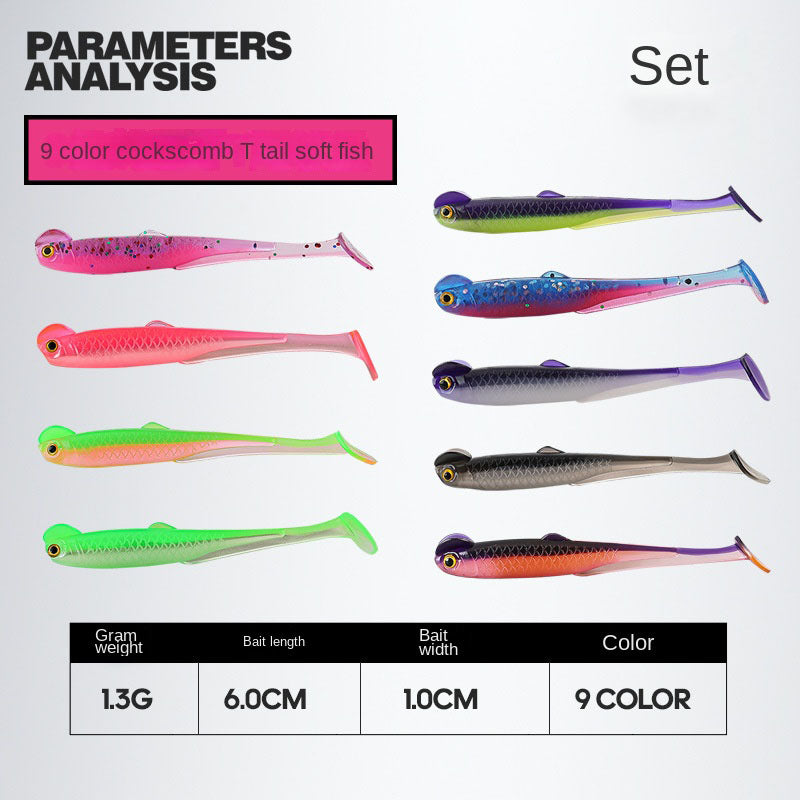 Artificial Bait Rooster Tail Soft Bait 6cm 1.3g Dual-Color Soft Fish