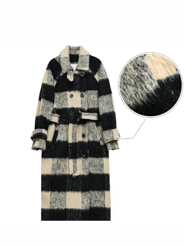 Winter Plaid Trench Coat