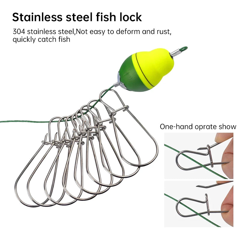 Stainless Steel Fishing Clip with Floats, 8 Clips Live Bait Hook Holder for Reel