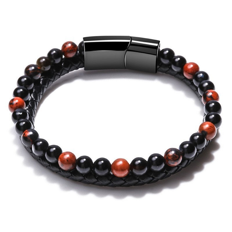 Natural Stone Tiger Eye Beaded Bracelet for Men