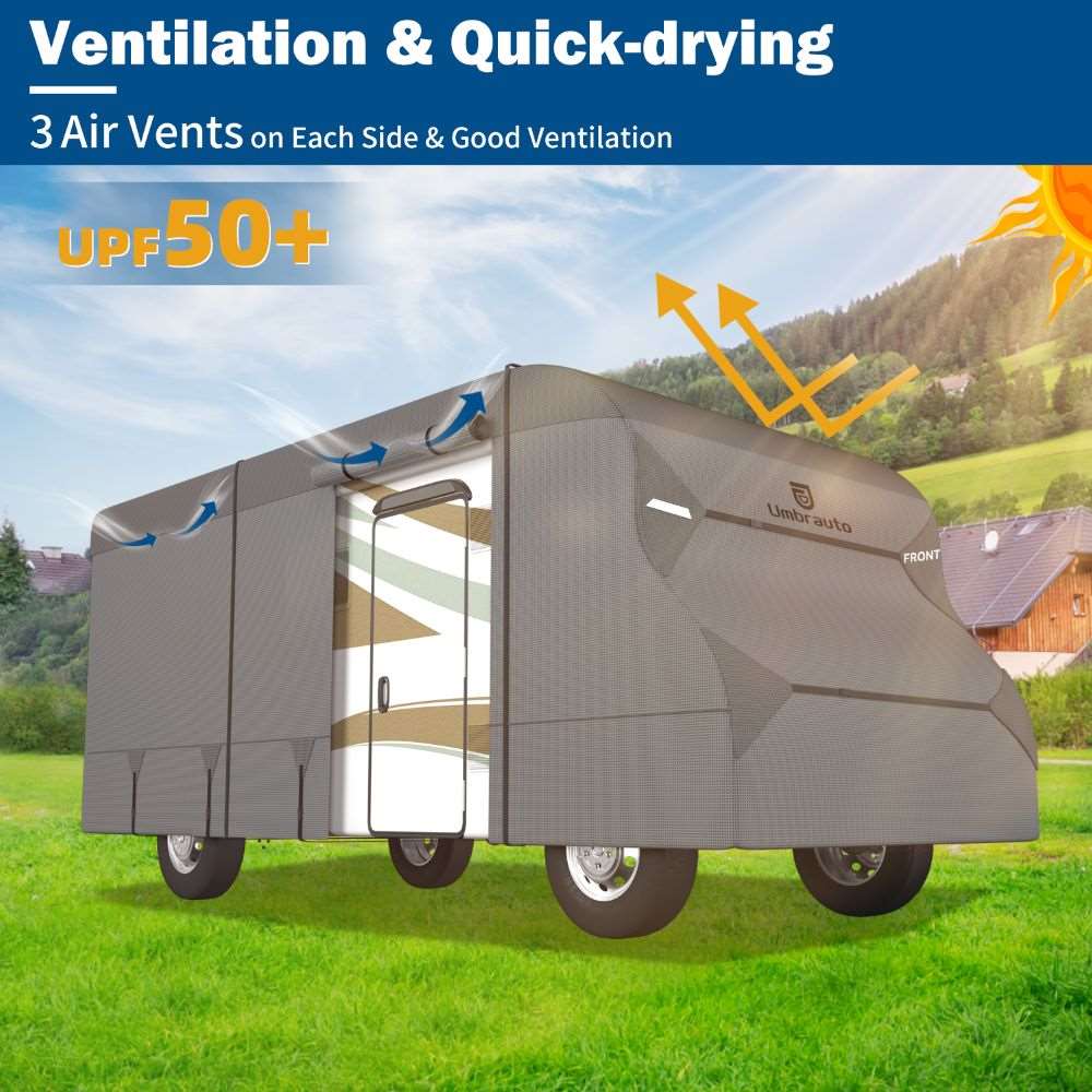 Umbrauto RV Cover Class C Upgraded 7 Layers Anti-UV Top Panel Motorhome Cover，Gray