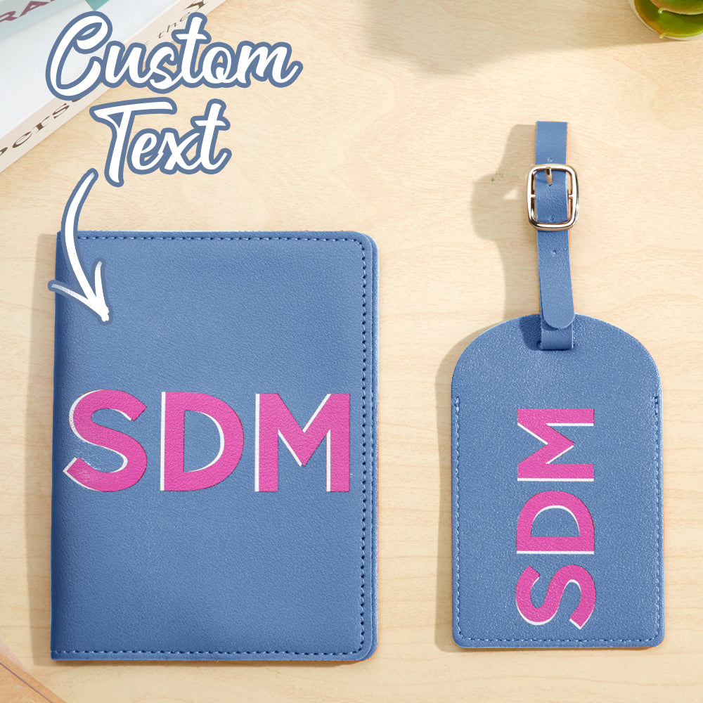 Personalized Shadow Monogram Passport Holder And Luggage Tag Set