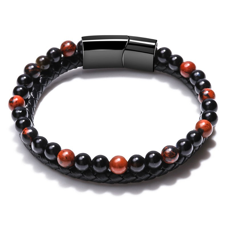 Natural Stone Tiger Eye Beaded Bracelet for Men
