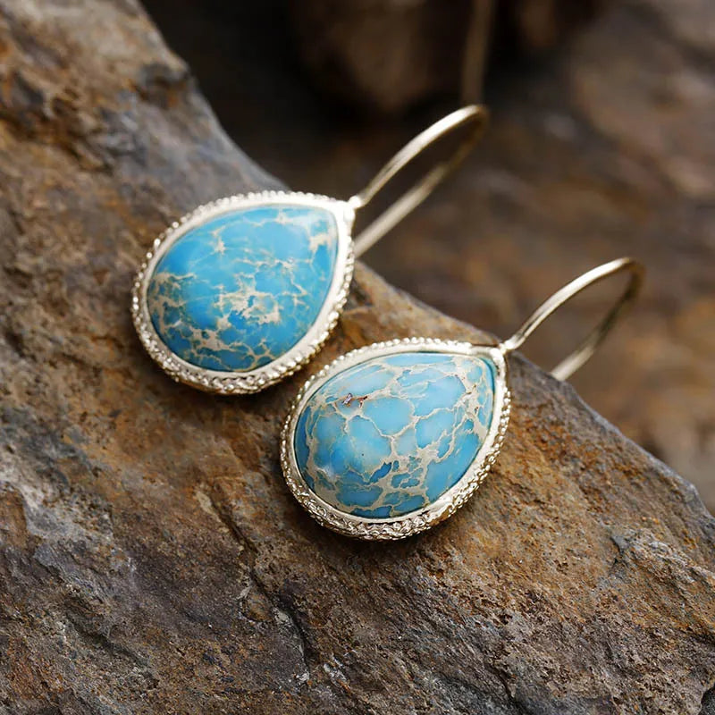 Natural Stone Teardrop Shape Earrings