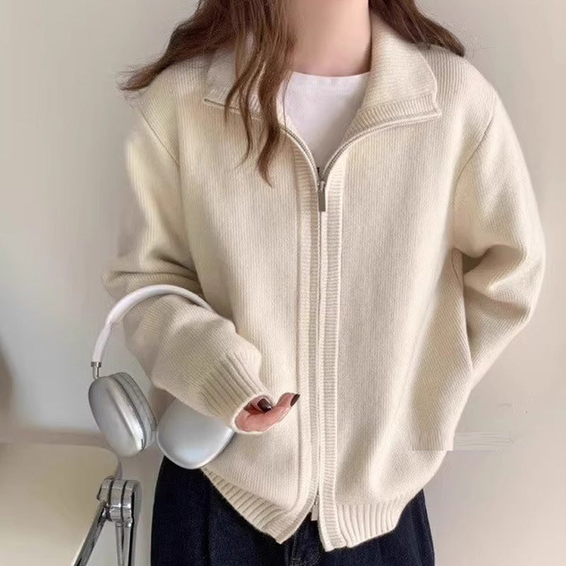 High Neck Knit Cardigan Sweater