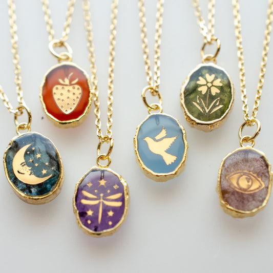 Natural Stone Gem Necklace