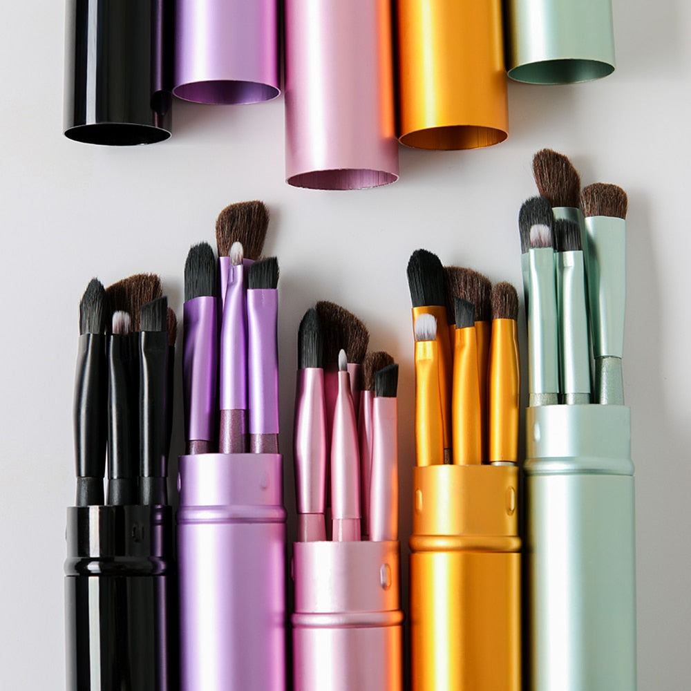 5pcs Set Mini Eyeshadow and Lip Make-up Brushes On-the-Go Make up Accessories