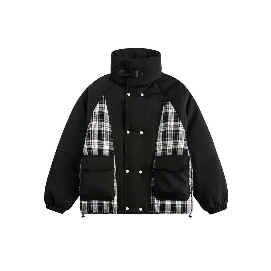 Patchwork Plaid Design Winter Jacket