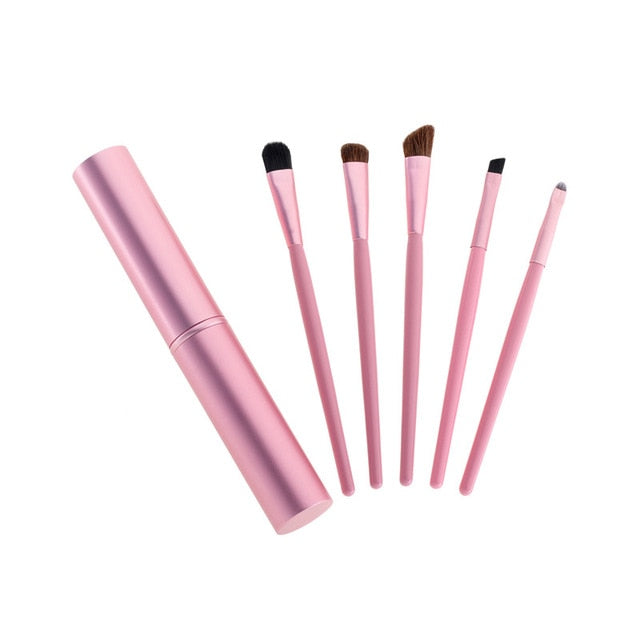 5pcs Set Mini Eyeshadow and Lip Make-up Brushes On-the-Go Make up Accessories
