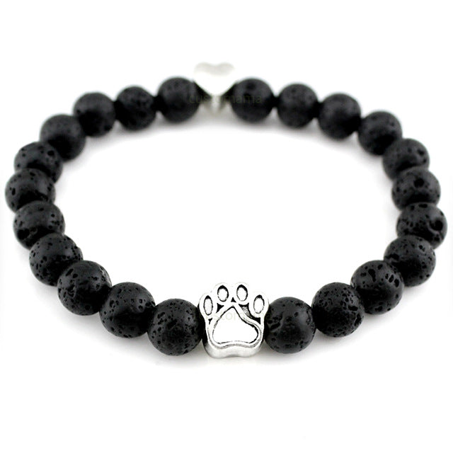 Natural Stone Dogs & Cat Paw Lava Beads