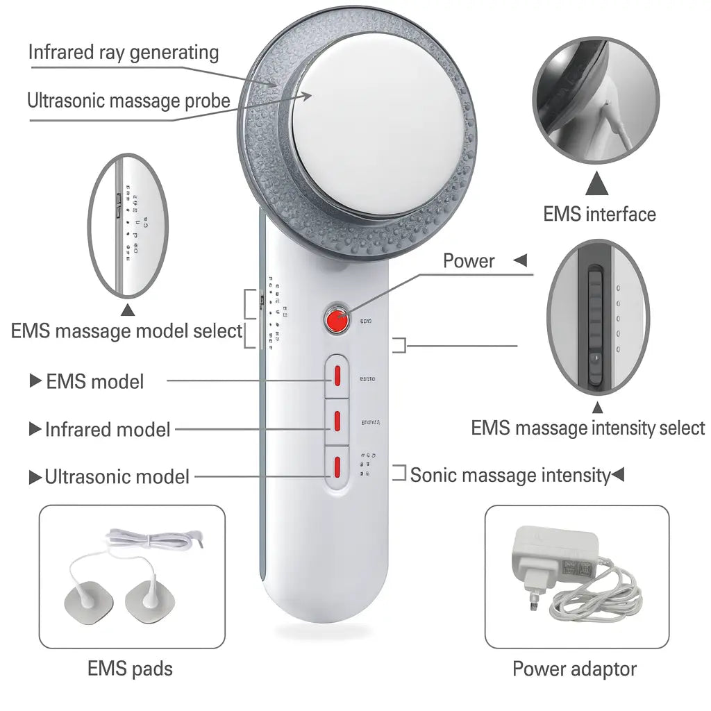 6-in-1 Ultrasonic Cavitation EMS Slimming Massager