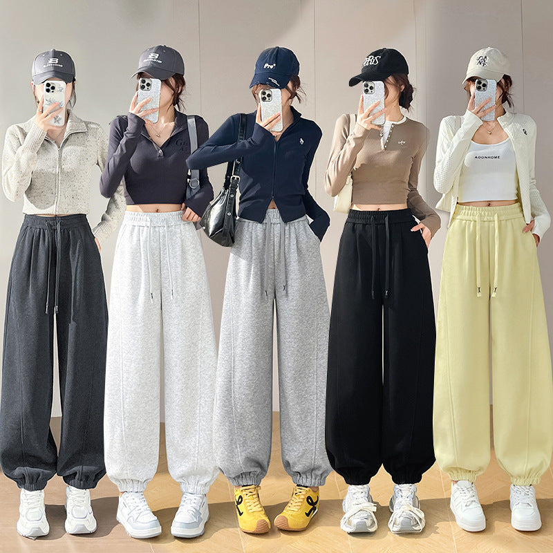 Sports Sweatpants High Waist Slimming Cuffed
