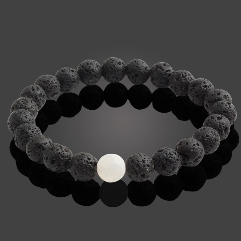 Black Lava Natural Stone Beads Bracelets for Men and Women