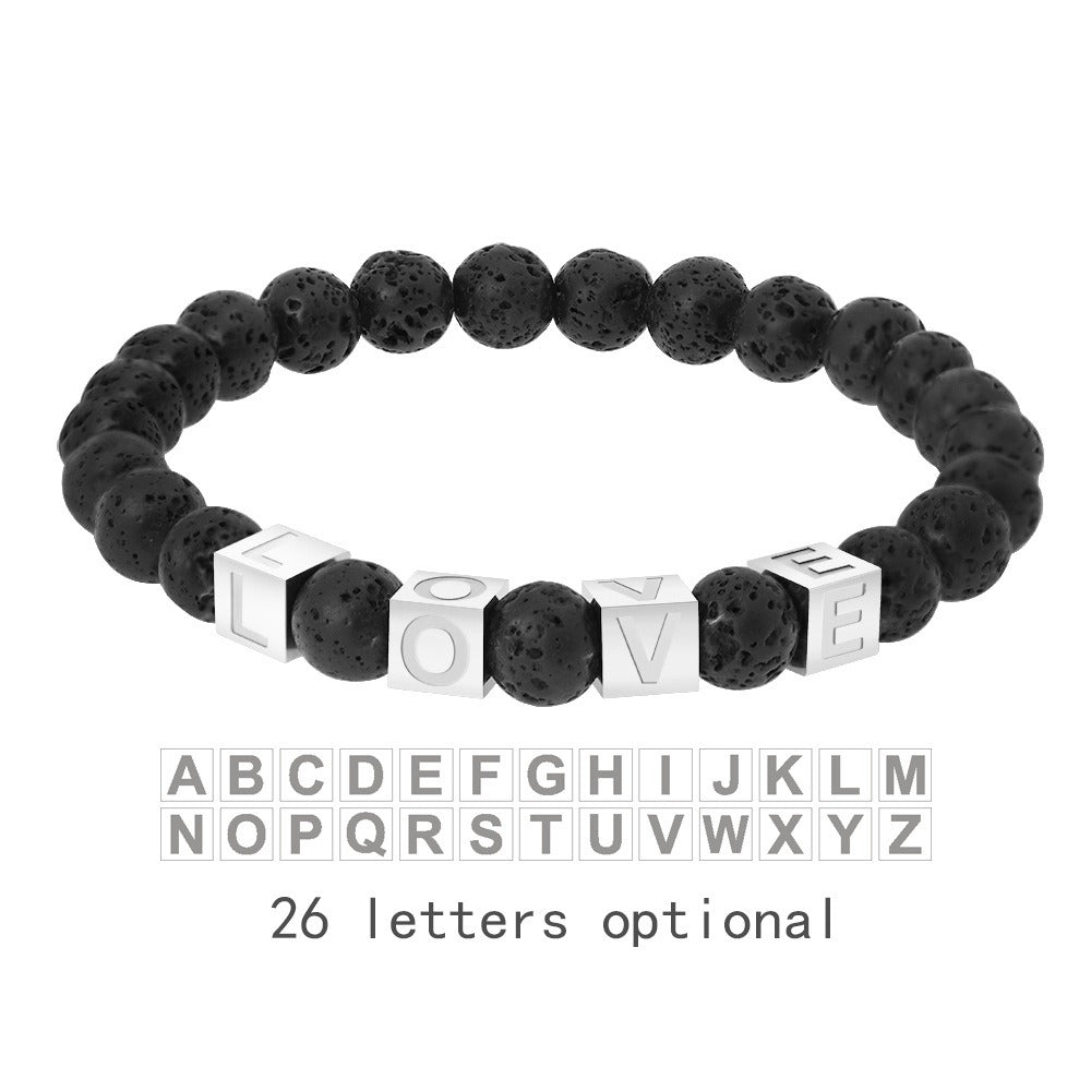 Natural Stone Love Volcanic Stone Bead