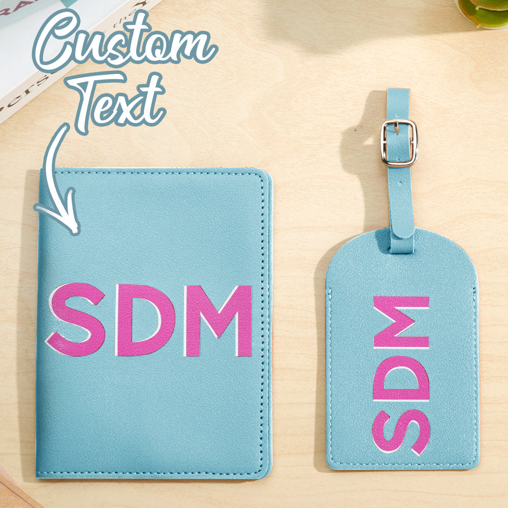 Personalized Shadow Monogram Passport Holder And Luggage Tag Set