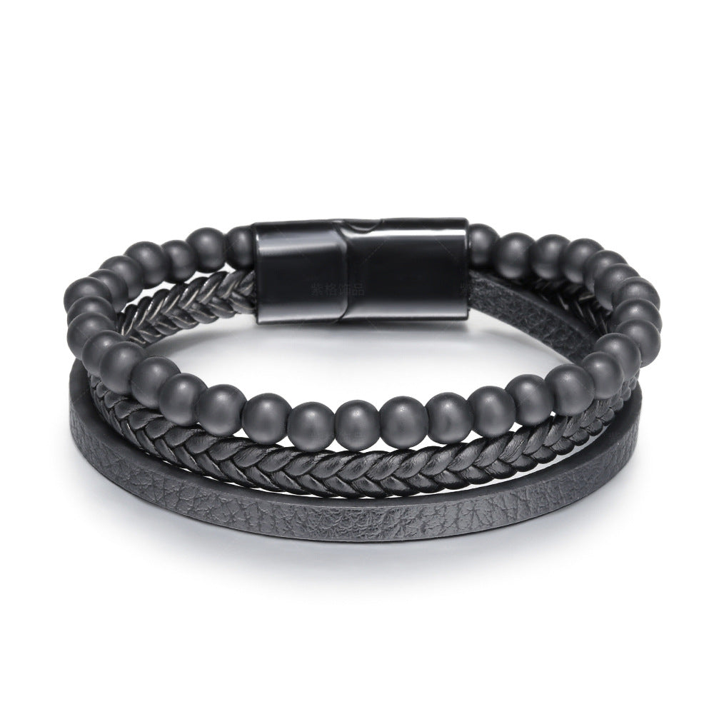 Hand Braided Leather Natural Tiger Eye Bracelet