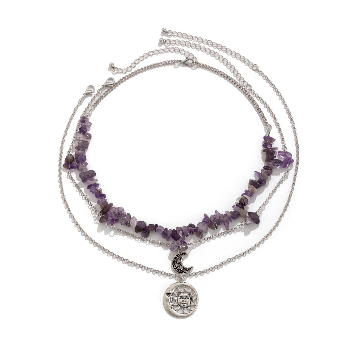 Natural Stone Bead Tassel Ethnic Style Layered Flower and Leaf necklace