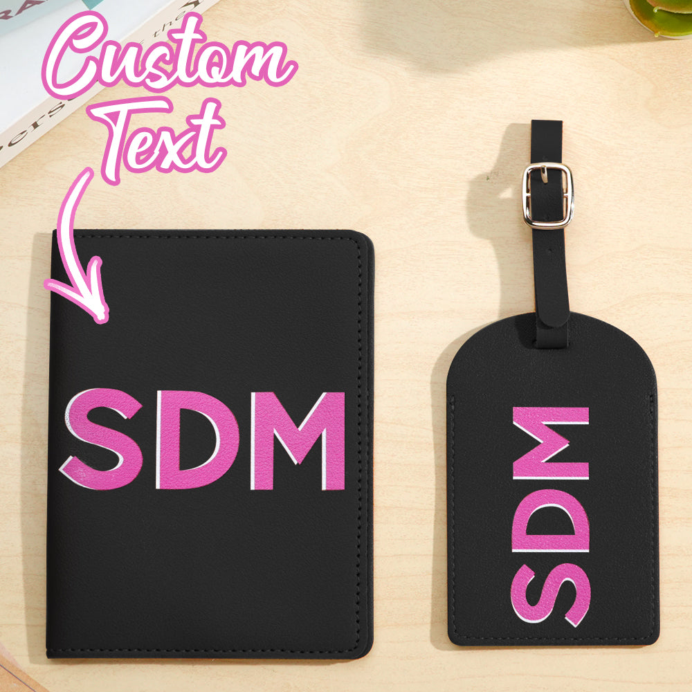 Personalized Shadow Monogram Passport Holder And Luggage Tag Set