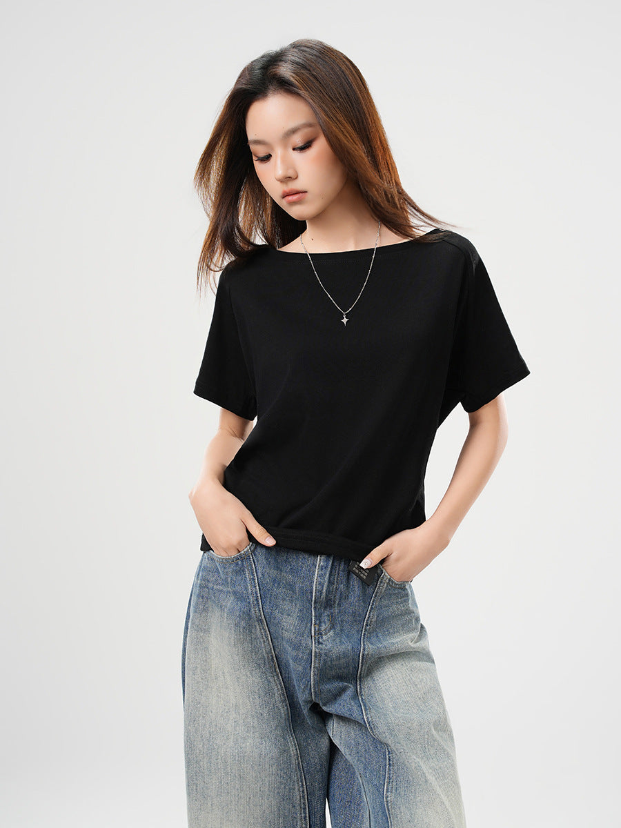 One-Shoulder Slash Neck Sleeveless Tee