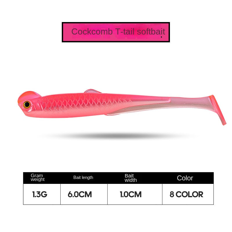 Artificial Bait Rooster Tail Soft Bait 6cm 1.3g Dual-Color Soft Fish