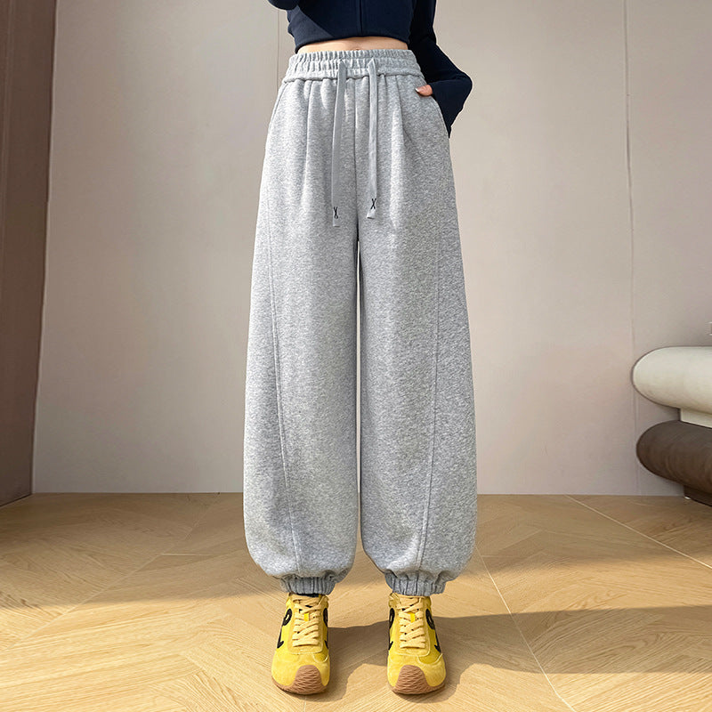 Sports Sweatpants High Waist Slimming Cuffed