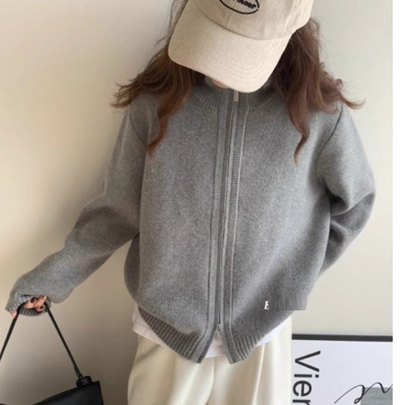 High Neck Knit Cardigan Sweater