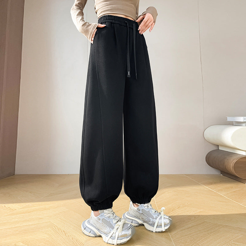 Sports Sweatpants High Waist Slimming Cuffed