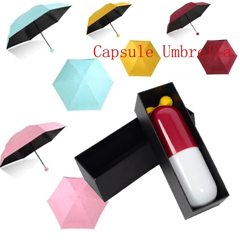 Mini Folding Capsule Small Umbrella With Pill Package Box Pocket Umbrella