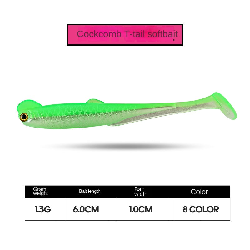 Artificial Bait Rooster Tail Soft Bait 6cm 1.3g Dual-Color Soft Fish