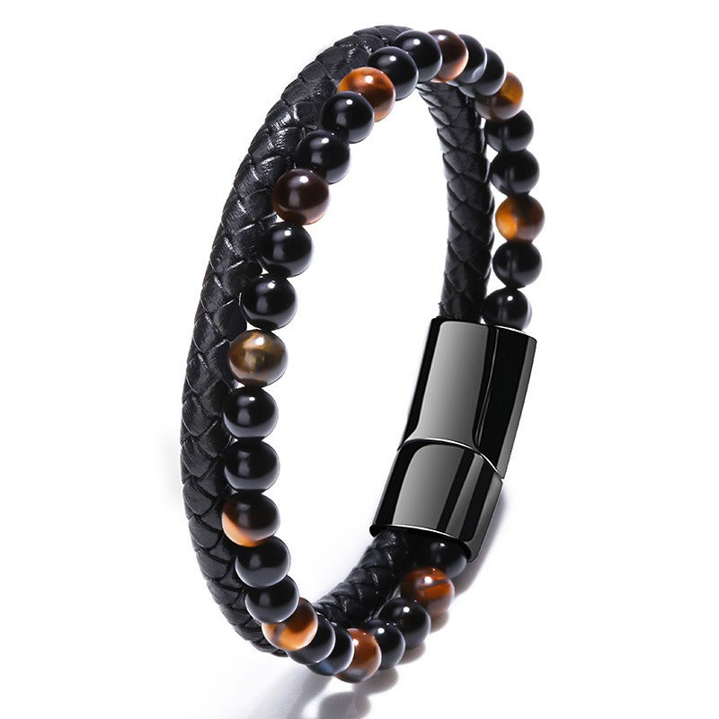 Natural Stone Tiger Eye Beaded Bracelet for Men