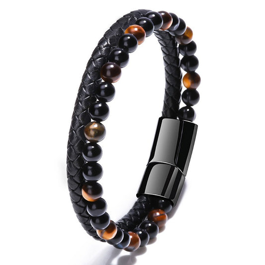 Natural Stone Tiger Eye Beaded Bracelet for Men